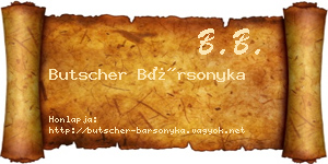 Butscher Bársonyka névjegykártya